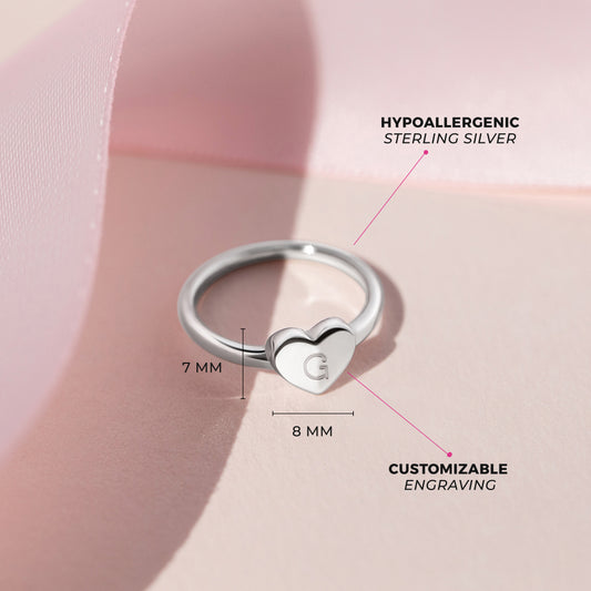 Sterling Silver Engravable Heart Children's Ring