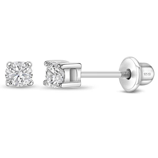 Sterling Silver Clear CZ Children's Earrings