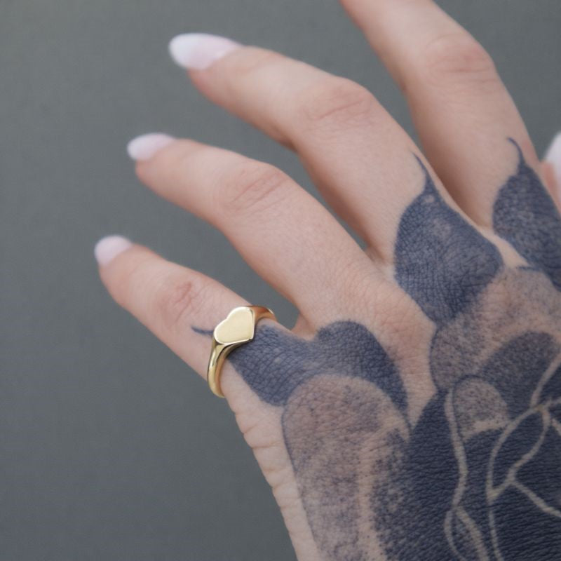 14k Gold Plated Engravable Heart Ring