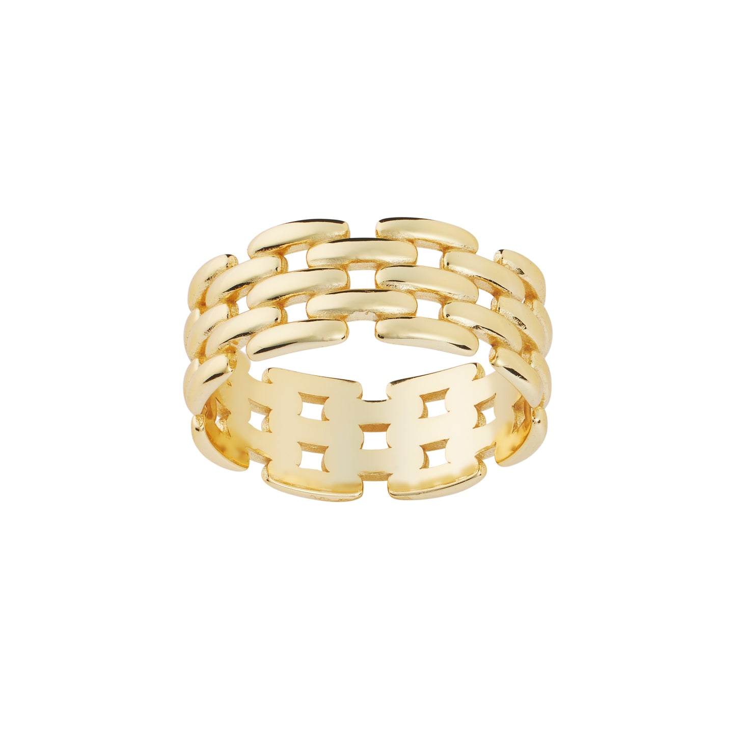 14K Gold Plated Panther Link Stackable Band Ring