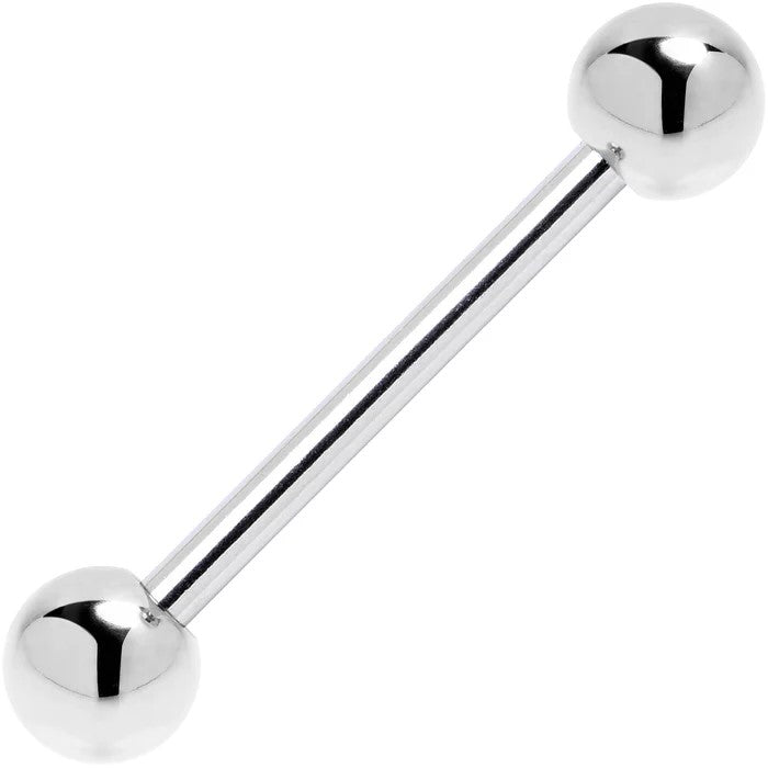 14K White Gold CZ Straight Barbell