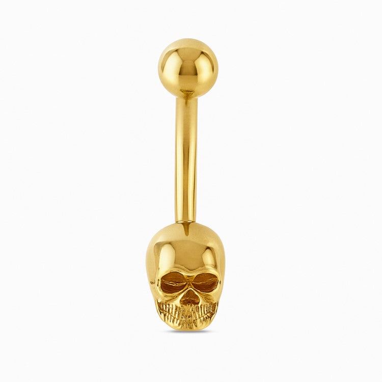 14K Gold Skull Navel Ring