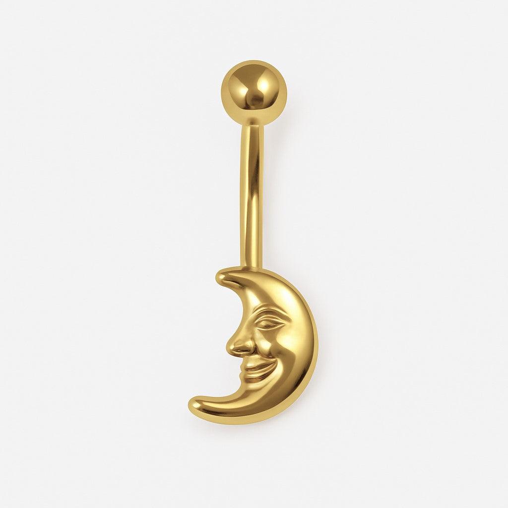 14k Gold Moon 14K Gold Navel Ring