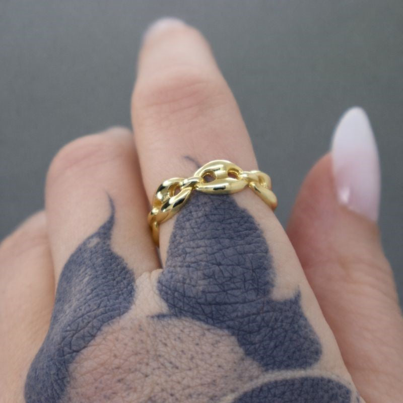 14K Gold Plated Gucci Link Band Ring