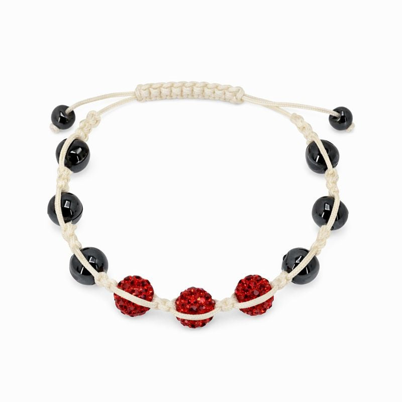 Red Swarovski® Crystal & Hematite Bead Macramé Adjustable Bracelet
