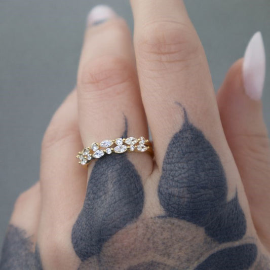 14k Gold Plated CZ Double Row Ring