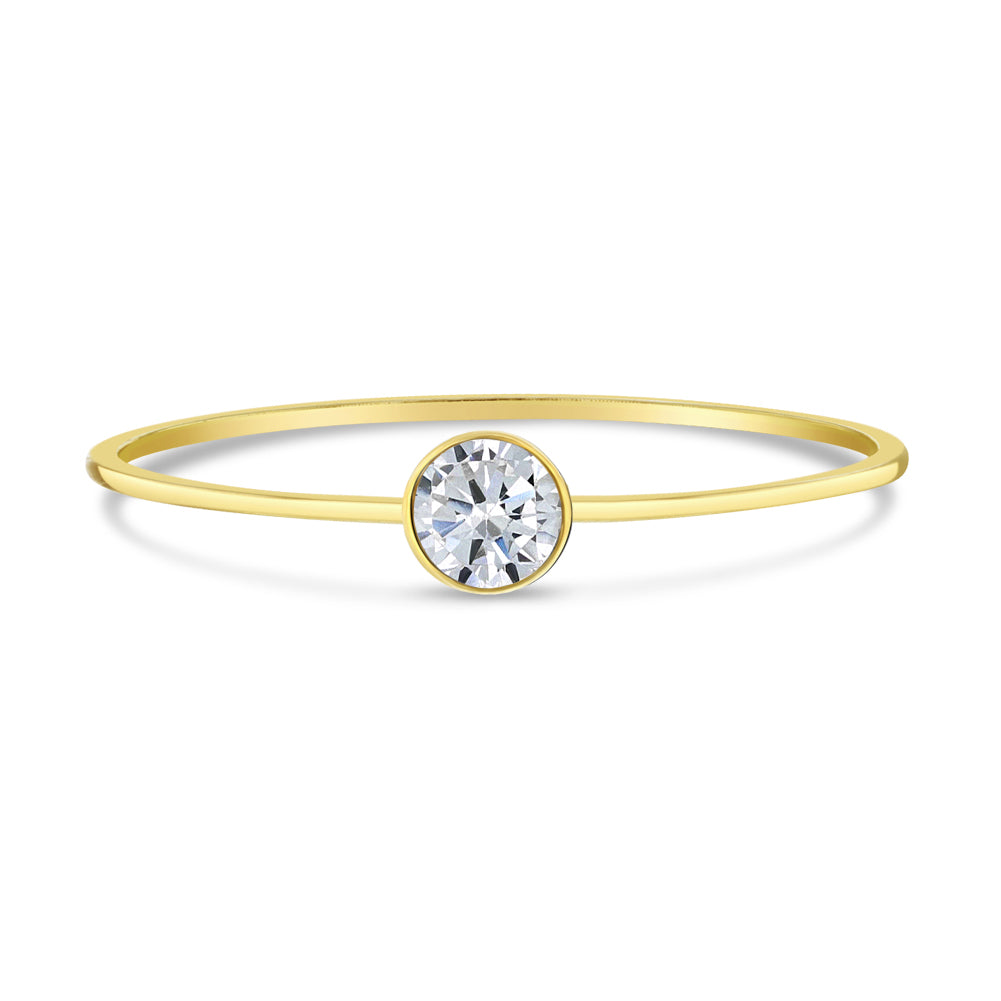 14k Gold Clear CZ Solitaire Ring