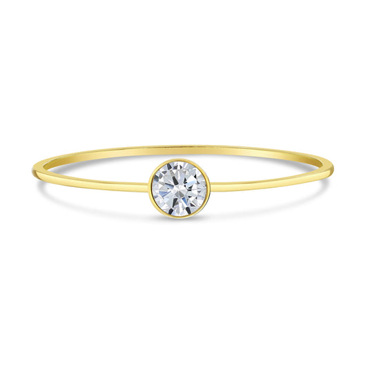 14k Gold Clear CZ Solitaire Ring