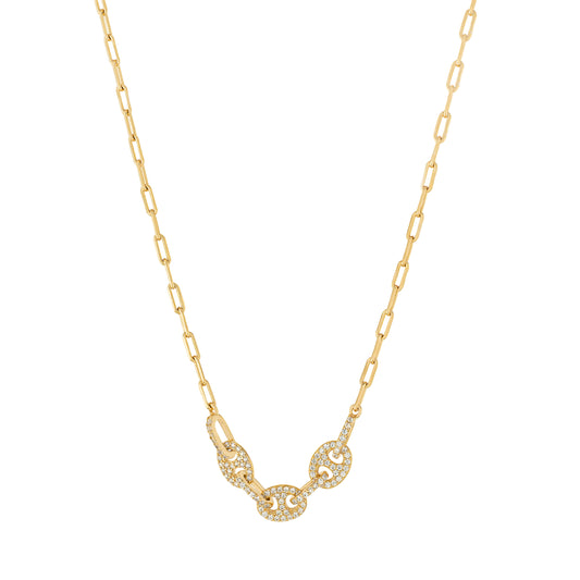14K Gold-Plated CZ Puff Gucci Link Necklace