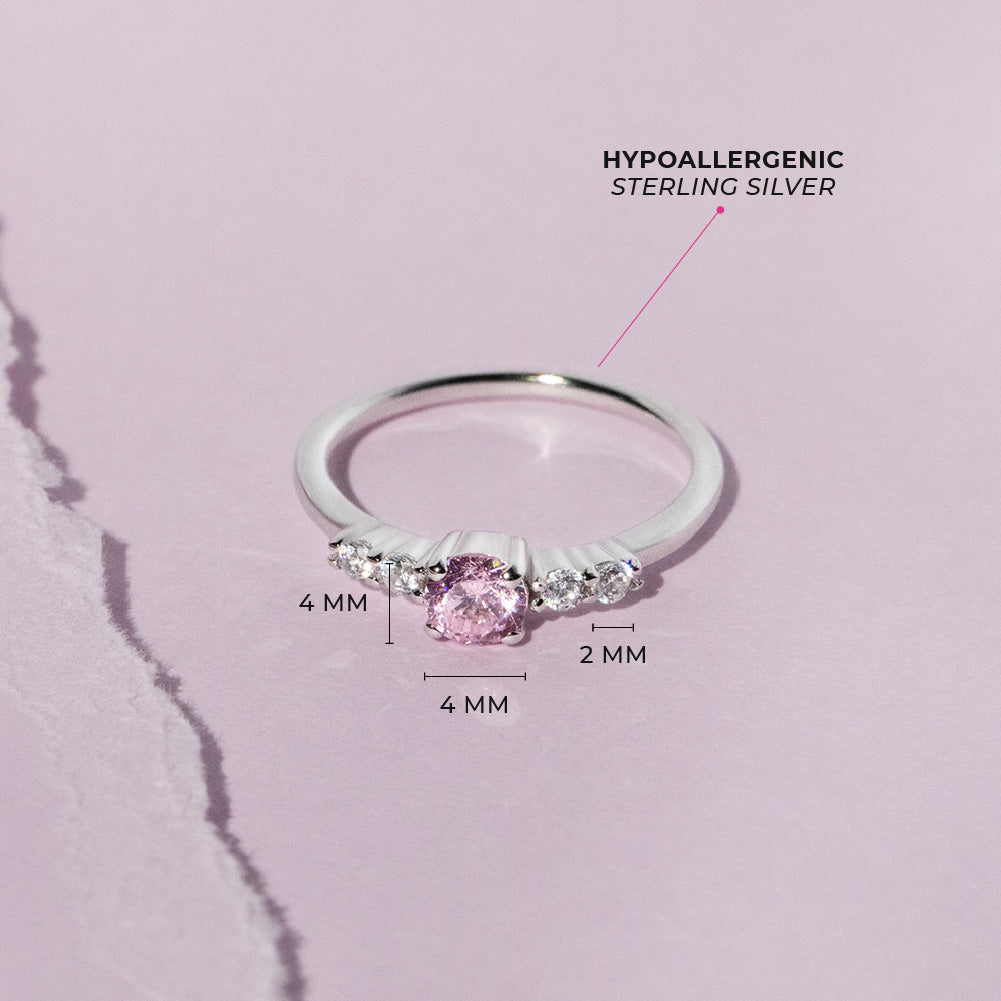 Sterling Silver Clear & Pink CZ Solitaire Children's Ring
