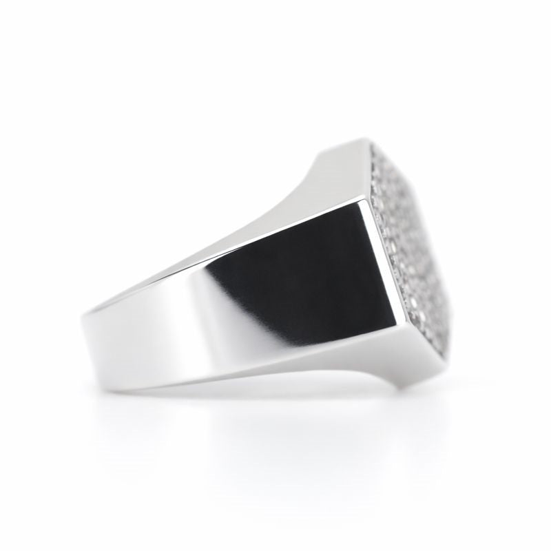 Sterling Silver Pavé-Set Diamond Hexagon Ring