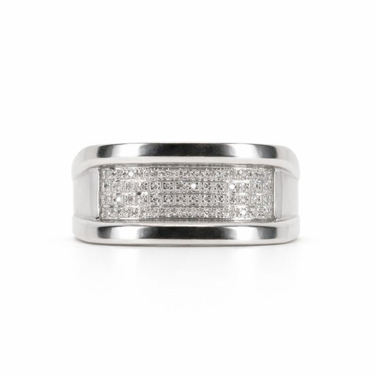 Sterling Silver Pavé Set Diamond Band Ring