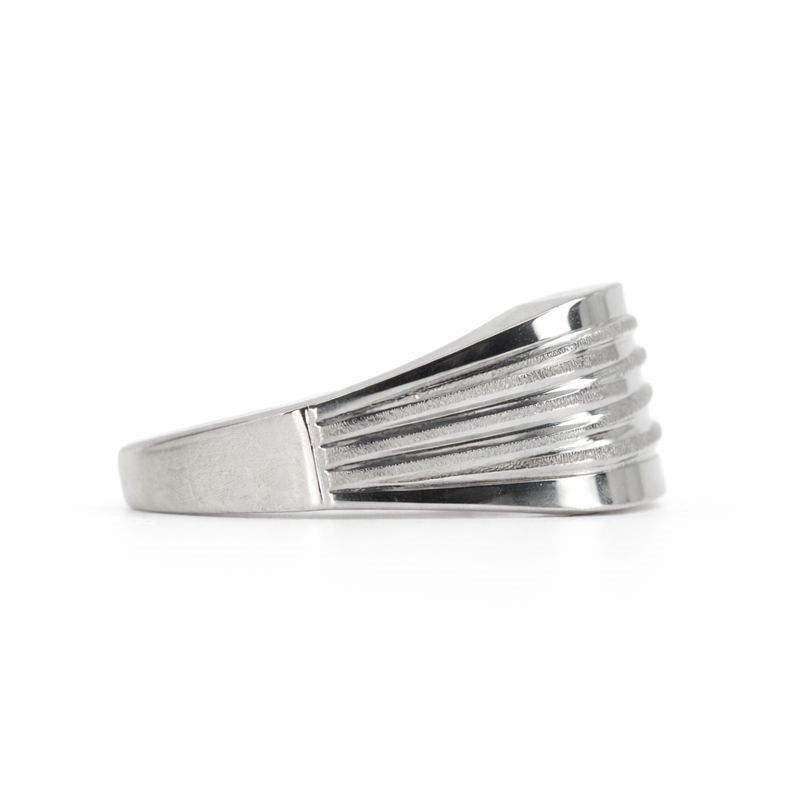 Sterling Silver Satin & High Polish Diamond Ring