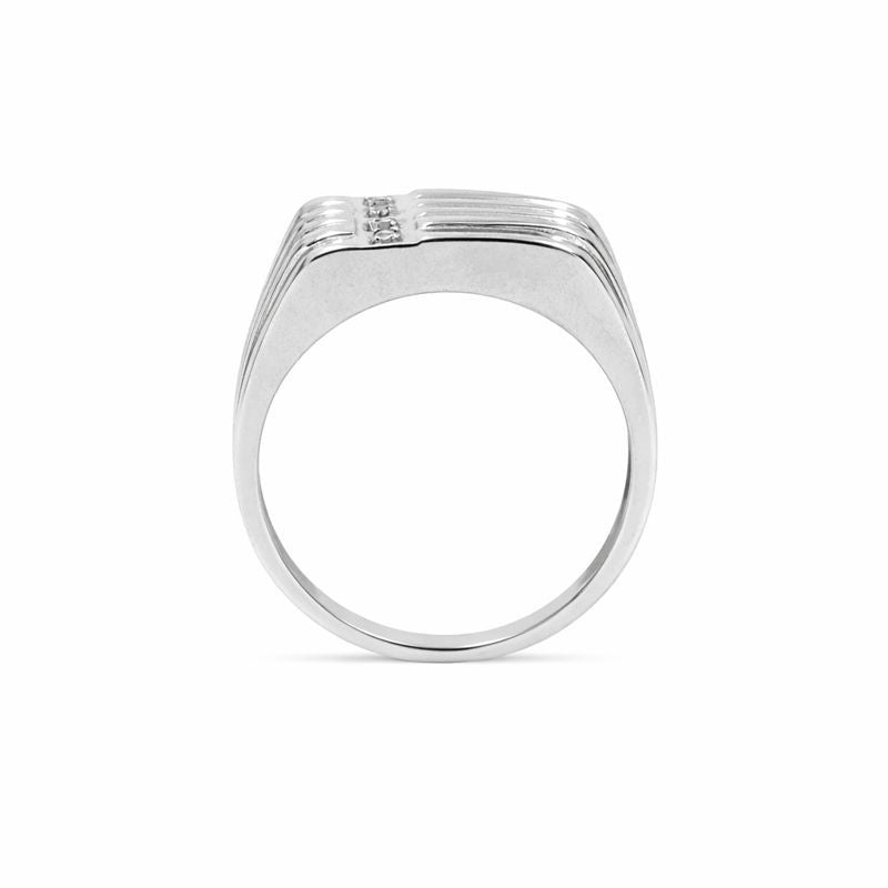 Sterling Silver Satin & High Polish Diamond Ring