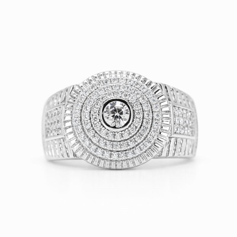 Rhodium Plated Prong-Set CZ Round Ring