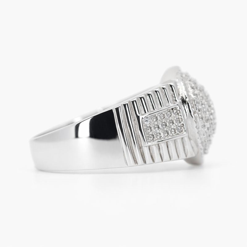 Rhodium Plated Prong-Set CZ Round Ring