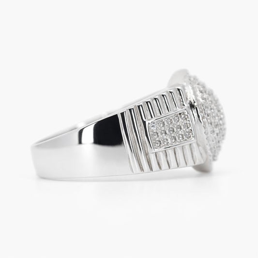 Rhodium Plated Prong-Set CZ Round Ring
