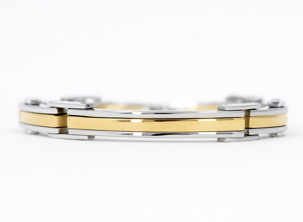 Stainless Steel & Gold Plated Two-Tone ID 8.5" Bracelet