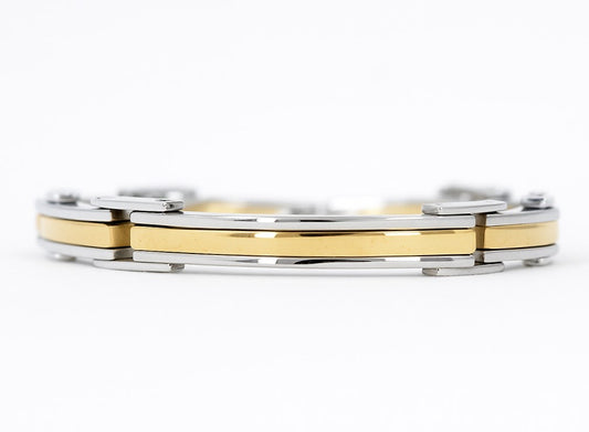 Stainless Steel & Gold Plated Two-Tone ID 8.5" Bracelet