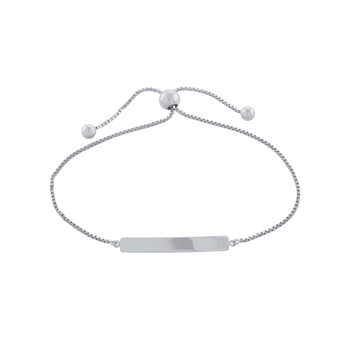 Sterling Silver Adjustable High-Polish Engravable Bar Bracelet
