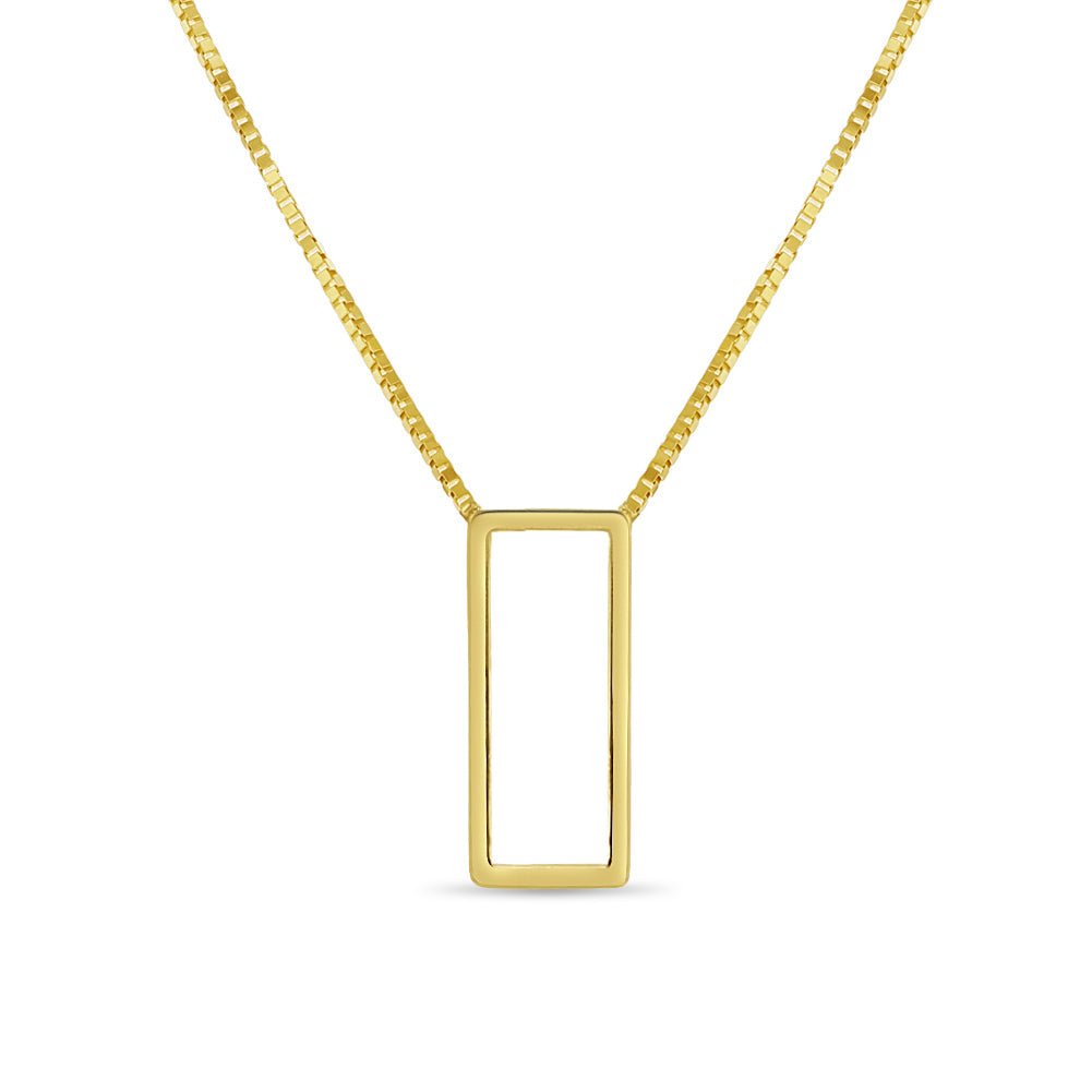 14K Yellow Gold Plated Square Outline Necklace
