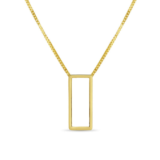 14K Yellow Gold Plated Square Outline Necklace