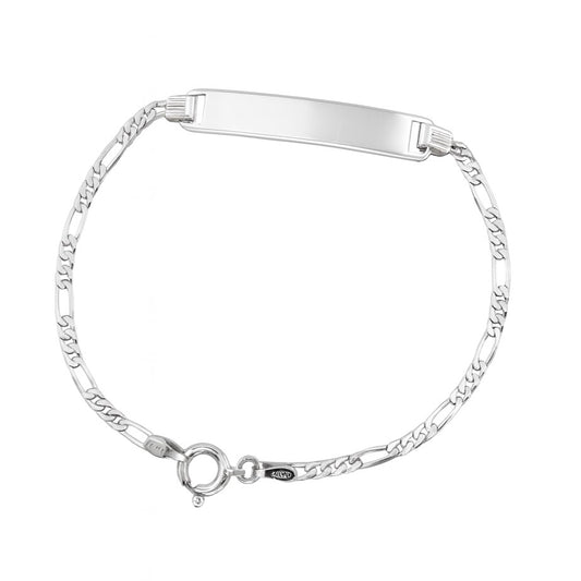 Sterling Silver Engravable ID Figaro Link Children’s Bracelet