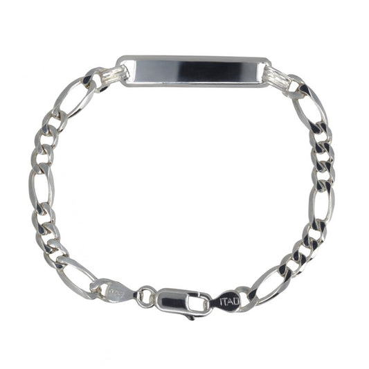 Sterling Silver Figaro Link Engravable ID Children's Bracelet
