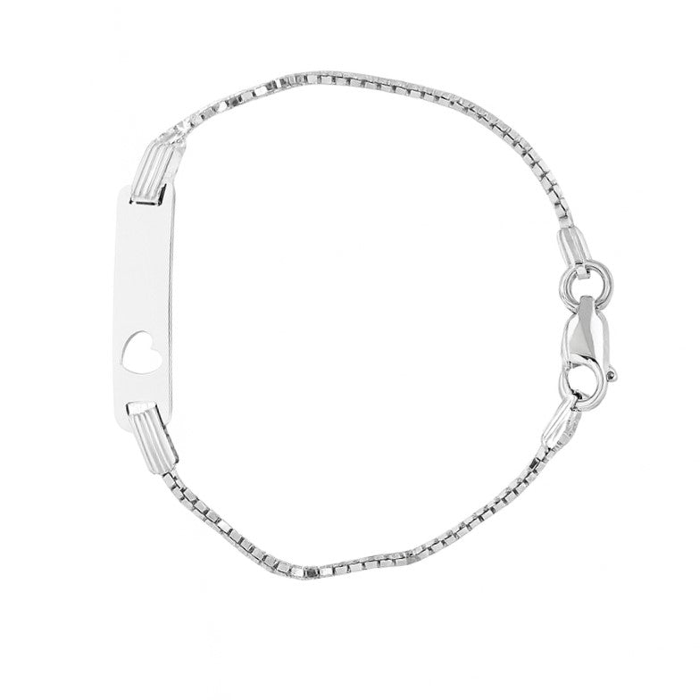 Sterling Silver Open Link Cut-Out Heart Engravable ID Children's Bracelet