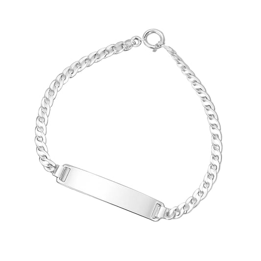 Sterling Silver 6" Curb Link Engravable ID Bracelet