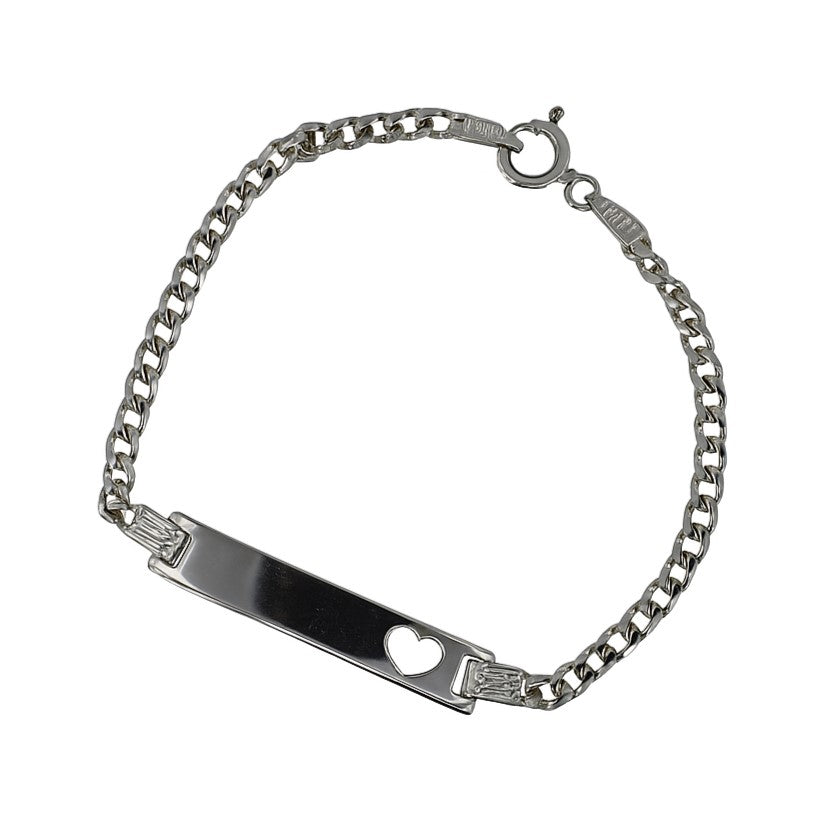 Sterling Silver 6" Heart ID Curb Link Children’s Bracelet