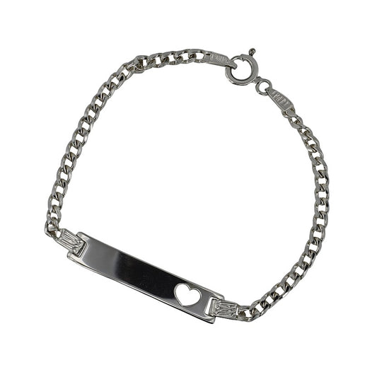 Sterling Silver 6" Heart ID Curb Link Children’s Bracelet