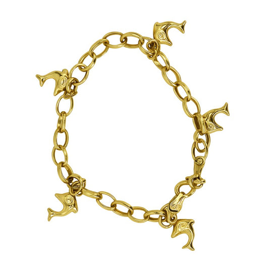 10K Gold Plated 6" Dolphin Charm Children's Bracelet