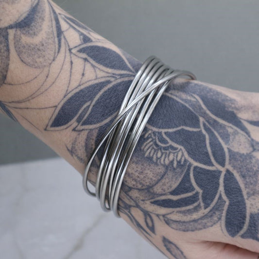Stainless Steel Set of Seven 2.50mm High Polish Bracelets