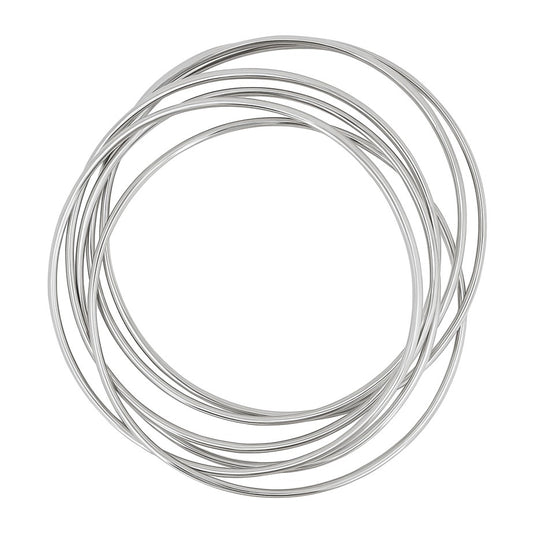 Stainless Steel Set of Seven 2.50mm High Polish Bracelets