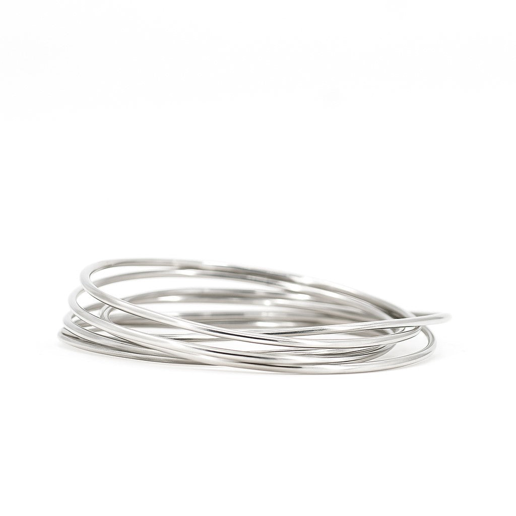 Stainless Steel Set of Seven 2.50mm High Polish Bracelets
