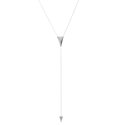 Sterling  Silver CZ Triangle Y-Necklace