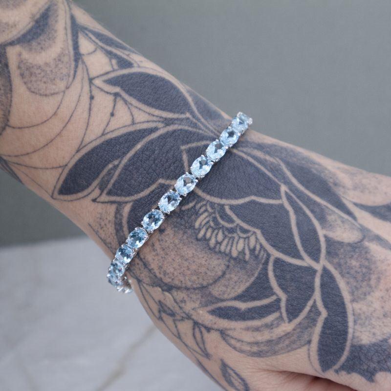 Sterling Silver 7" Blue Topaz Tennis Bracelet