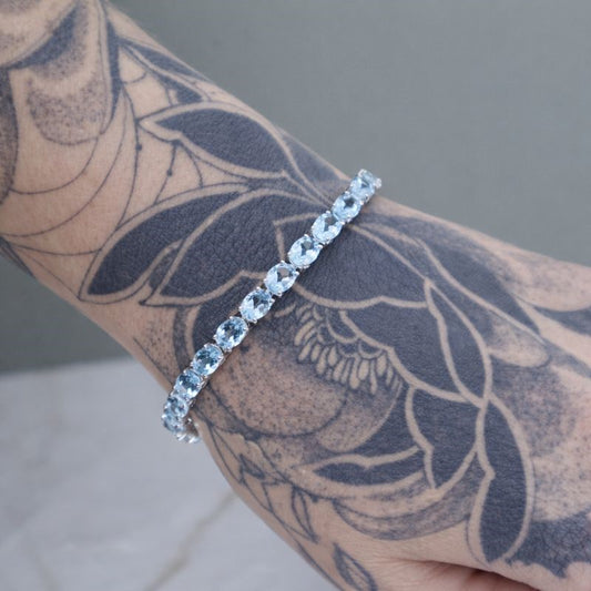 Sterling Silver 7" Blue Topaz Tennis Bracelet