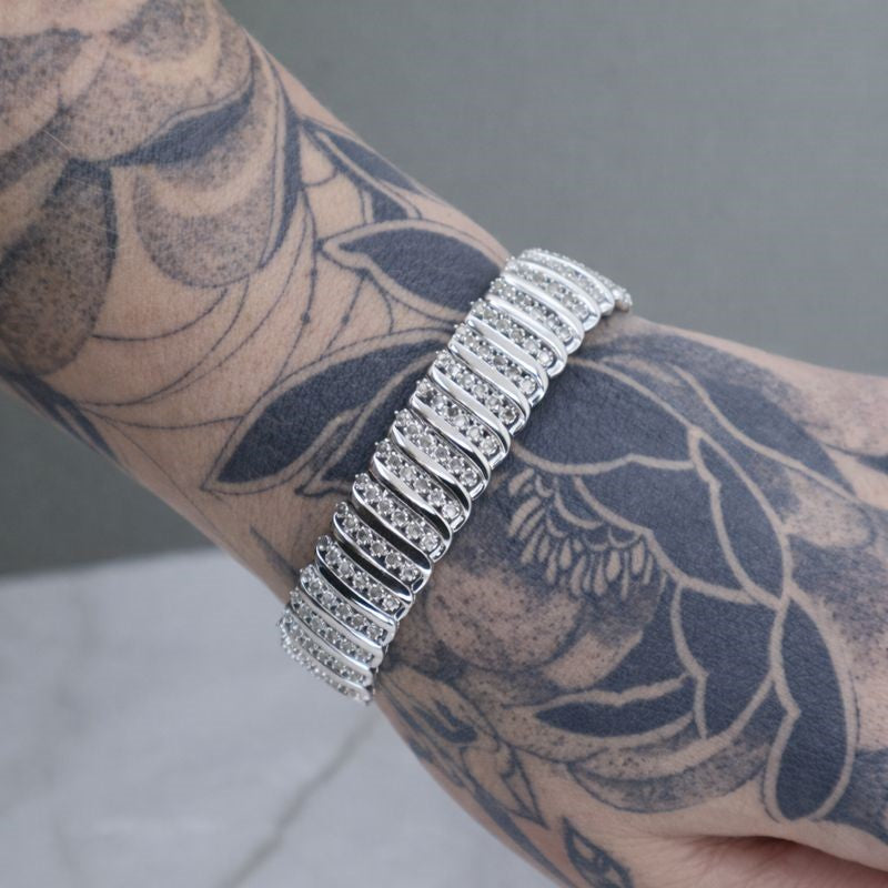 Sterling Silver 7.5" Prong Set Diamond Bracelet