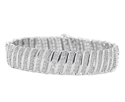 Sterling Silver 7.5" Prong Set Diamond Bracelet