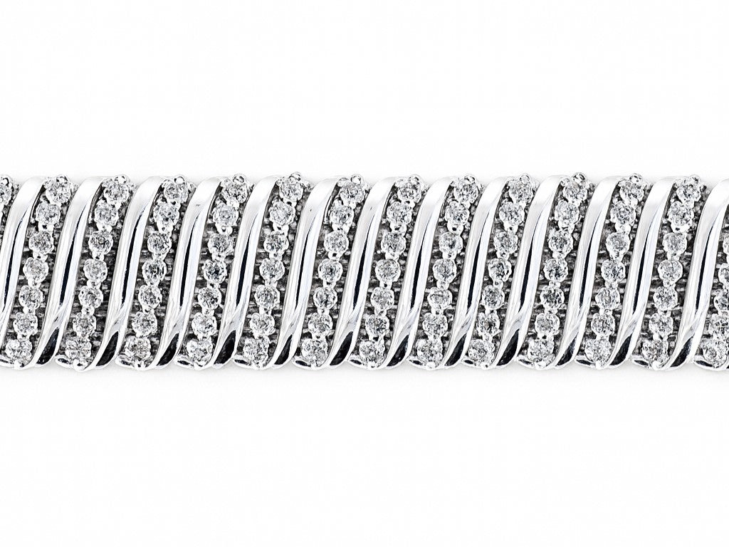 Sterling Silver 7.5" Prong Set Diamond Bracelet
