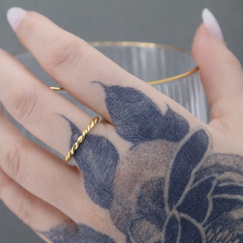 14K Gold Plated Twisted Band Ring