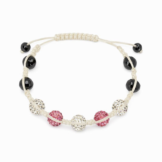 Pink & White Swarovski® Crystal & Hematite Bead Macramé Adjustable Bracelet