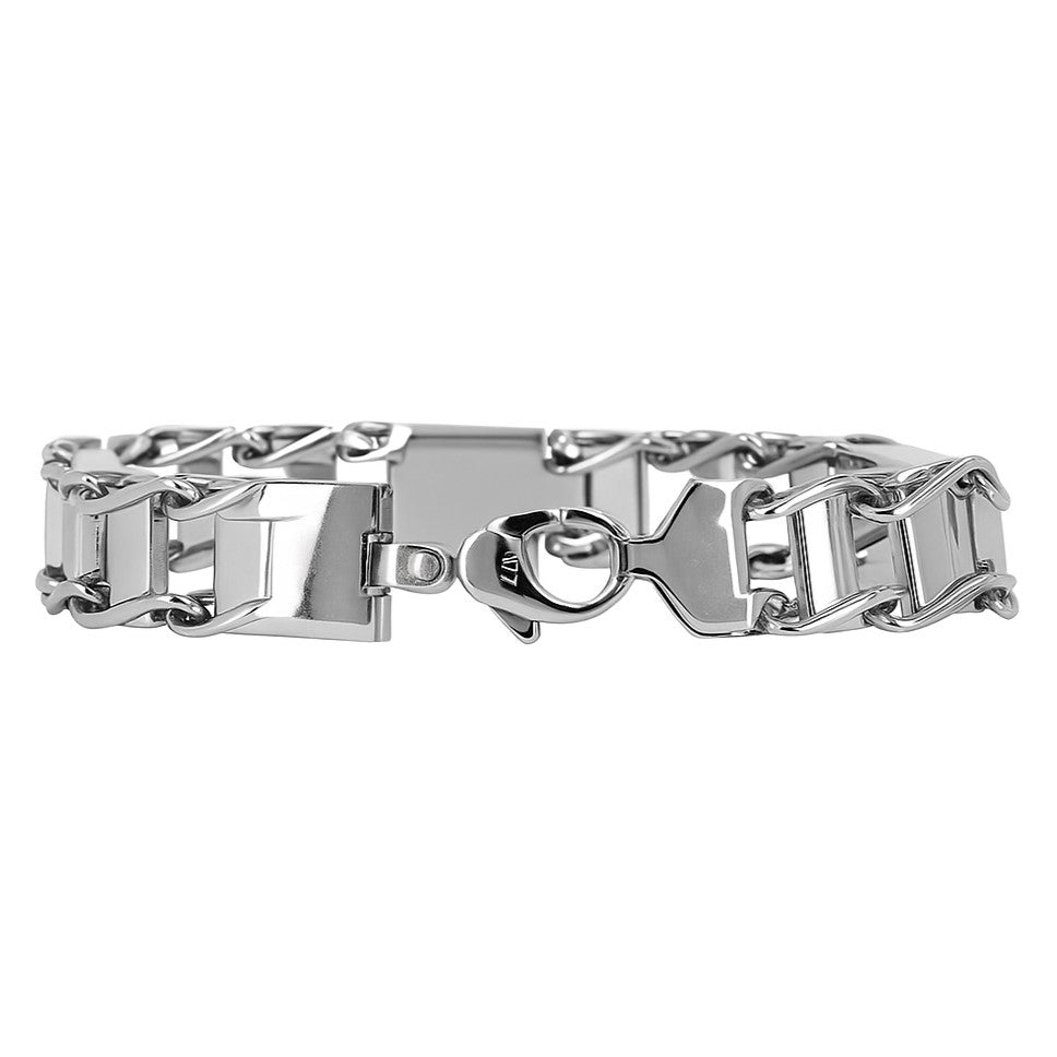 Stainless Steel High Polish Railroad Link 9" Bracelet