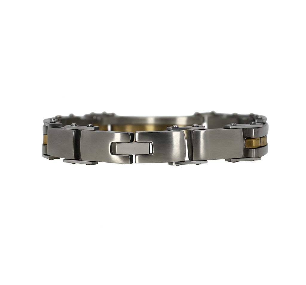 Stainless Steel Gold Plated Greek Key 8.5" Bracelet