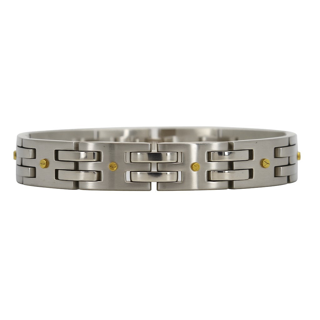 Stainless Steel 14k Gold Plated Screw Design 8.5" Bracelet
