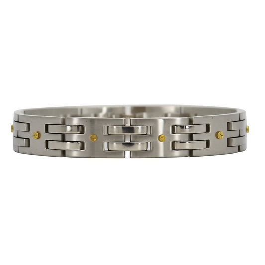 Stainless Steel 14k Gold Plated Screw Design 8.5" Bracelet