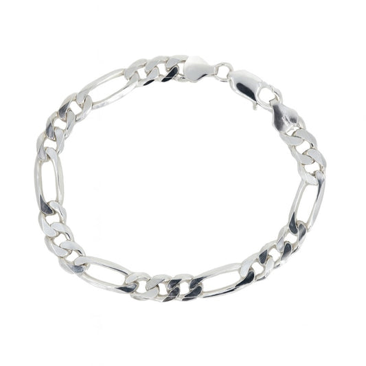 Sterling Silver 200 Gauge Pavé Figaro Link 8" Bracelet