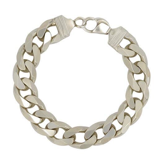 Sterling Silver 14mm Curb Link 8" Bracelet